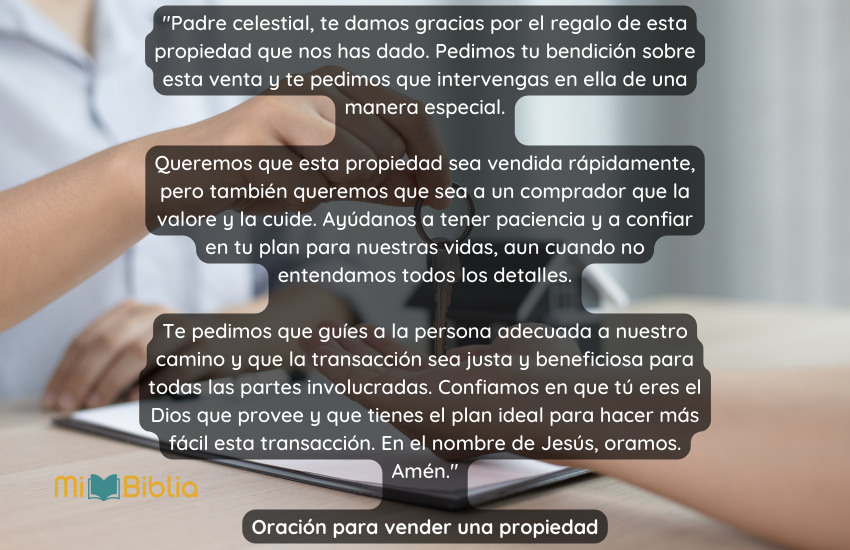 Oración para vender una propiedad o una casa rápidamente