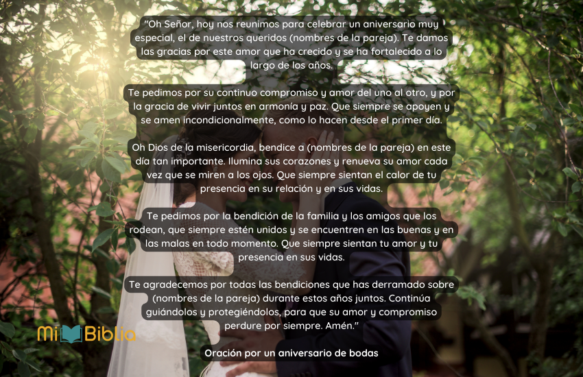 Oración por un aniversario de bodas