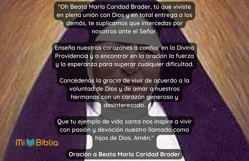 Oración a Beata María Caridad Brader