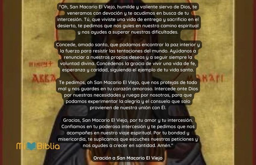 Oración a San Macario de Alejandría (San Macario El Viejo)