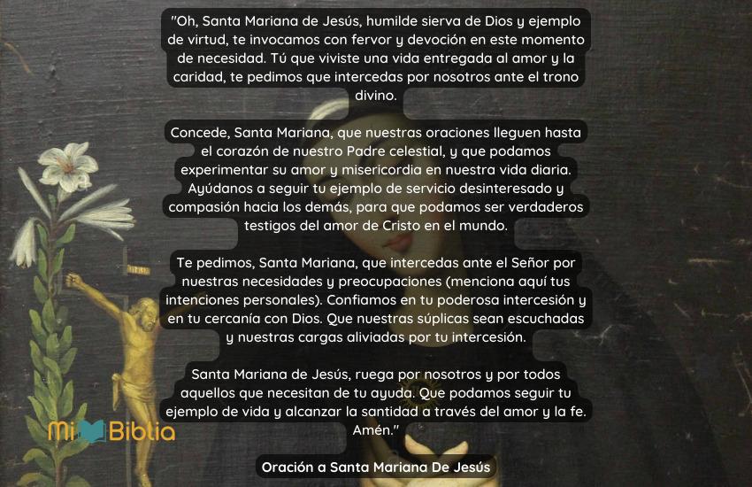 Oración a Santa Mariana De Jesús